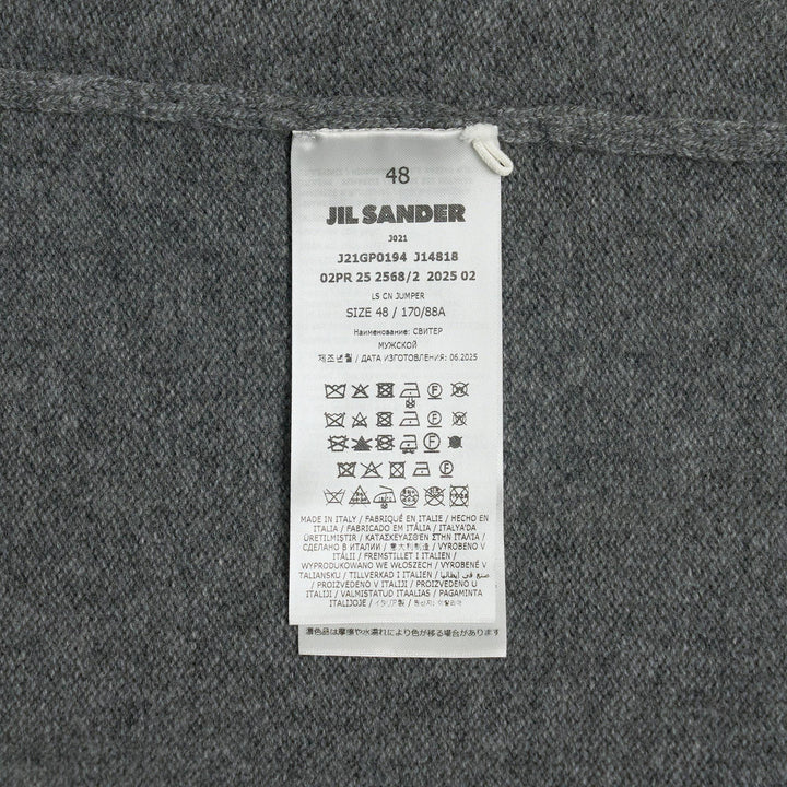 Club21 - Jil Sander - Light Wool Cashmere Long Sleeve Crewneck Sweater - KNIT TOPS - Charcoal