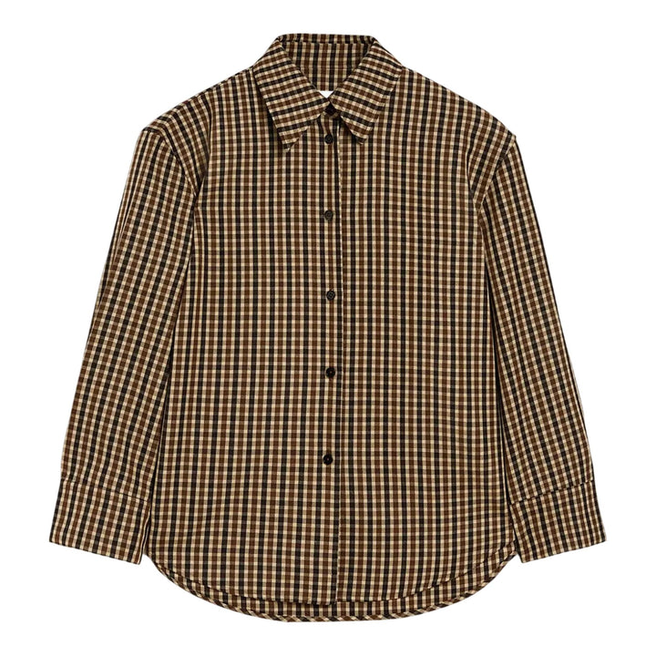 Club21 - Jil Sander - Micro Check Dry Wool Shirt - BLOUSES - Brown