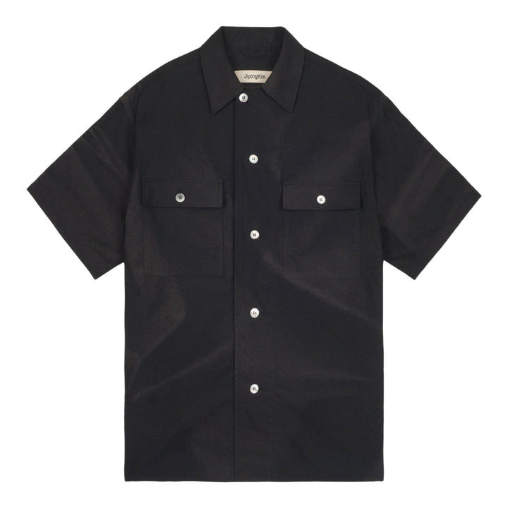 Club21 - JiyongKim - Sun-Bleached Tailored Collar Half Sleeve Shirt - SHIRTS - Black