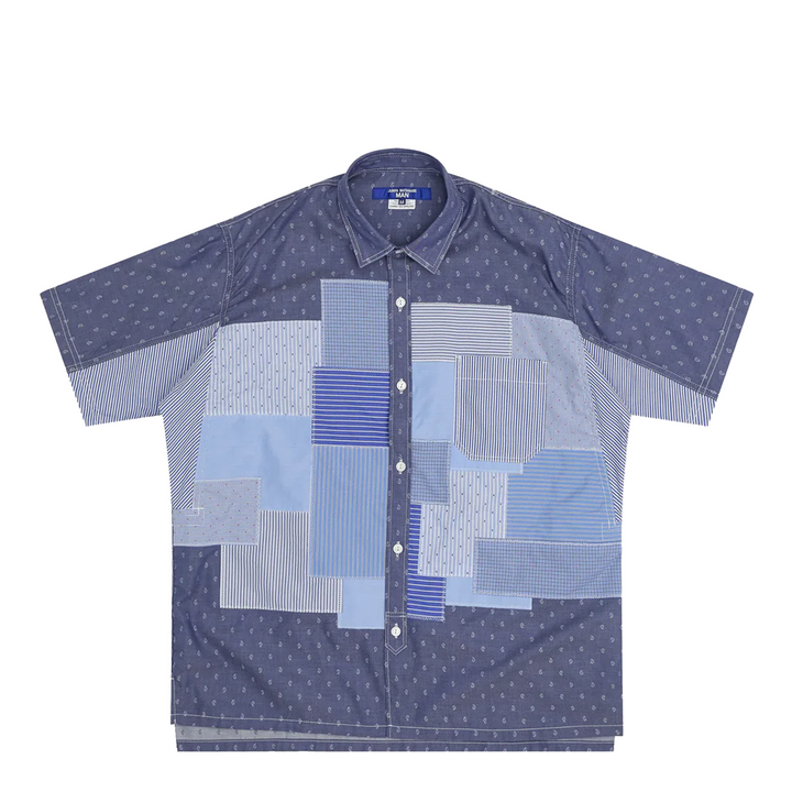 Multi Fabrics Patchwork Short Sleeve Shirt