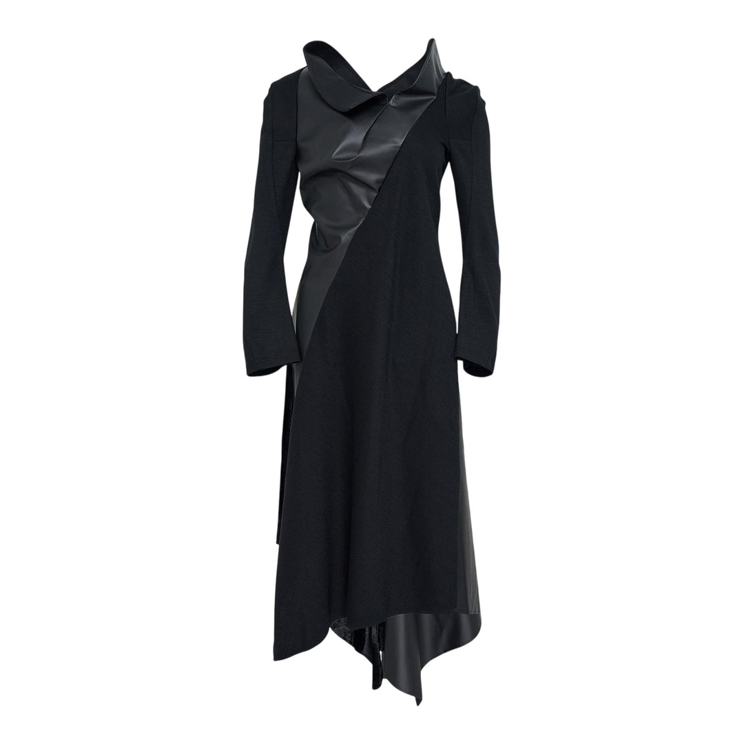 Club21 - Junya Watanabe - Fake Leather Wool Ponte Dress - KNIT DRESSES - Black