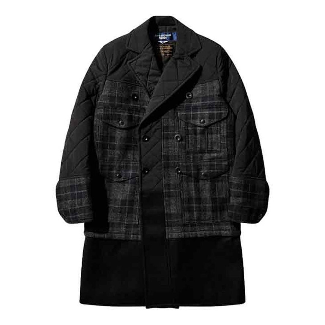 Wool Check Tweed x Polyester Coat