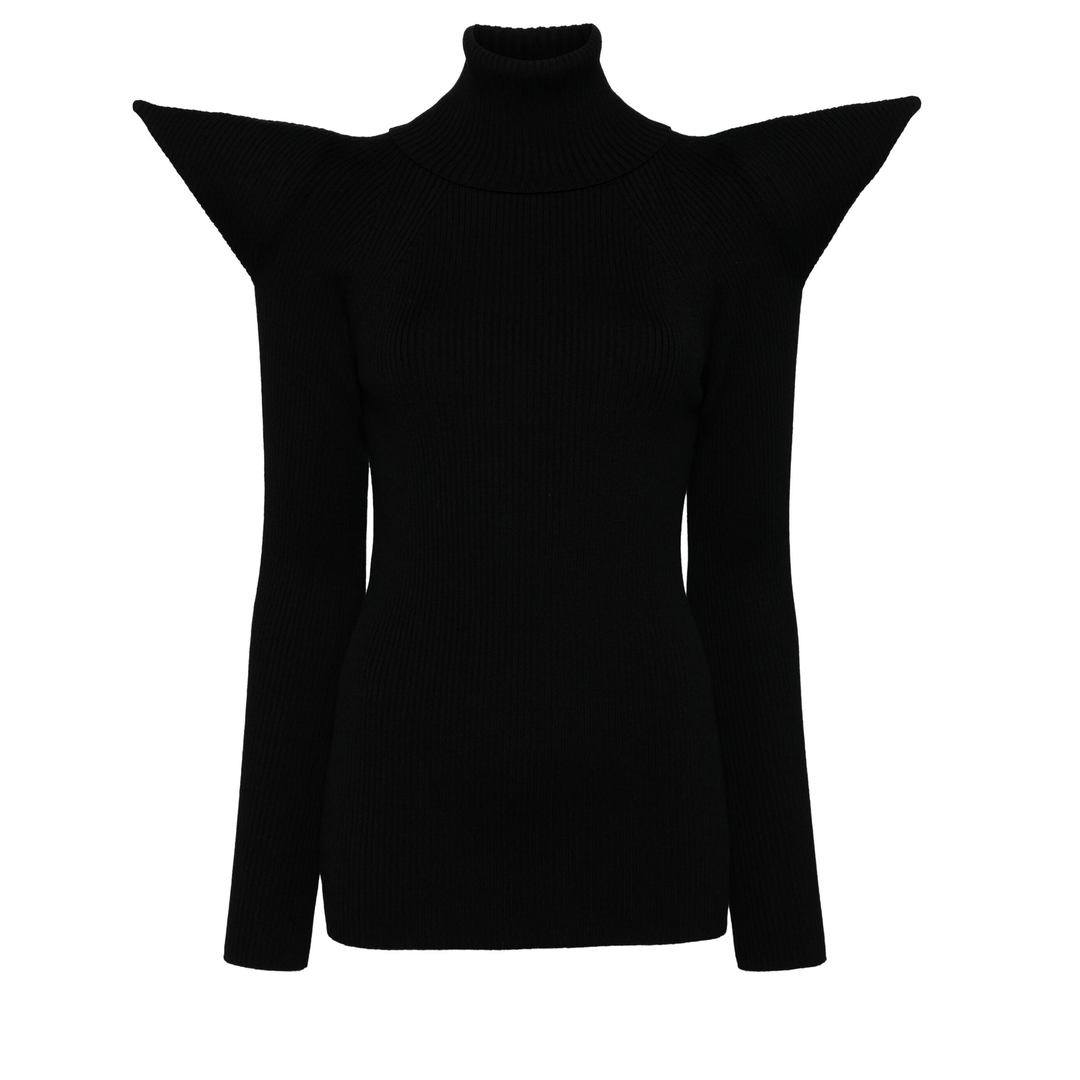 Junya_Watanabe_Worsted_Wool_Stretch_Rib_Knit_Top_Black