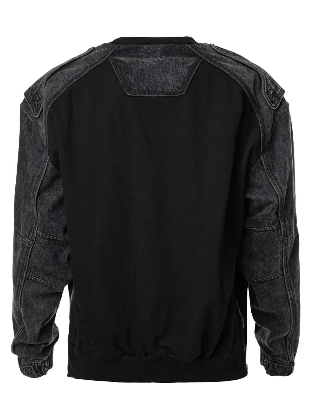 Juun.J-Racer-Denim-Mix-Side-Zip-Sweater-Black-2