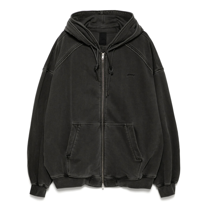 Double Layered Dyed Zip Hoodie