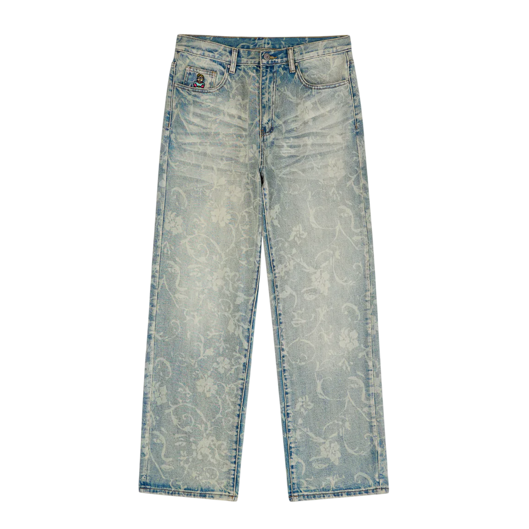 Face Floral Washed Denim Jeans