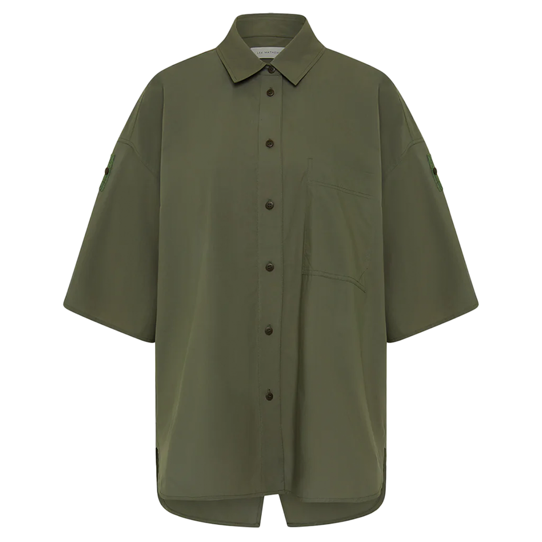 LeeMathews_PoplinShortSleeveShirt_Olive