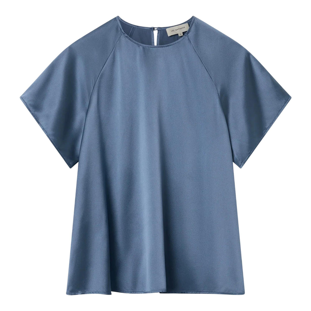 Club21 - Lee Mathews - Stella Silk Satin Raglan Tee - BLOUSES - Blue