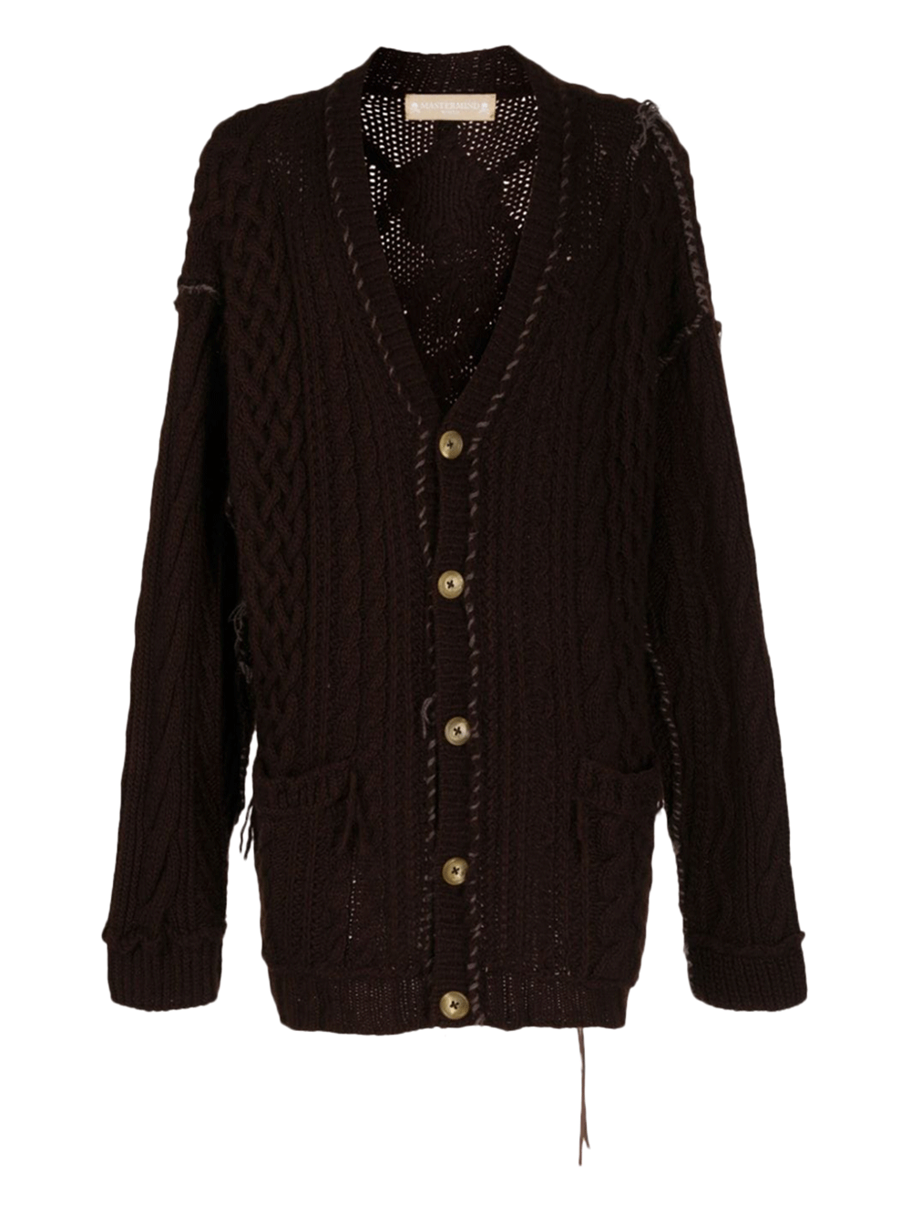 MASTERMIND-Oversized-Cashmere-Handknitted-Cardigan-Brown-1