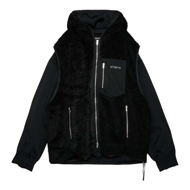 Club21 - MASTERMIND - Boxy Fitlayered Hooded Sherpa Jacket - BLOUSON - Charcoal