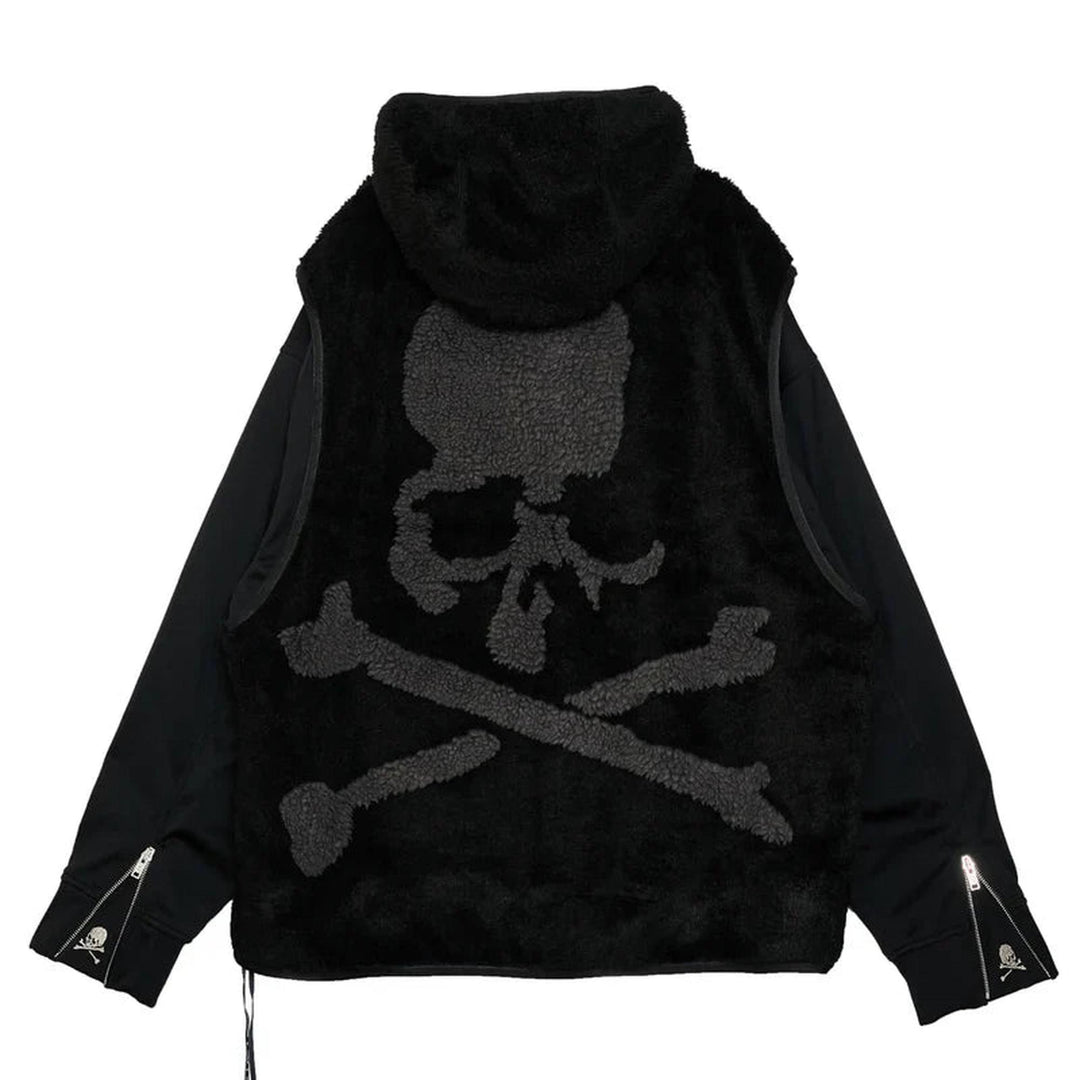 Club21 - MASTERMIND - Boxy Fitlayered Hooded Sherpa Jacket - BLOUSON - Charcoal