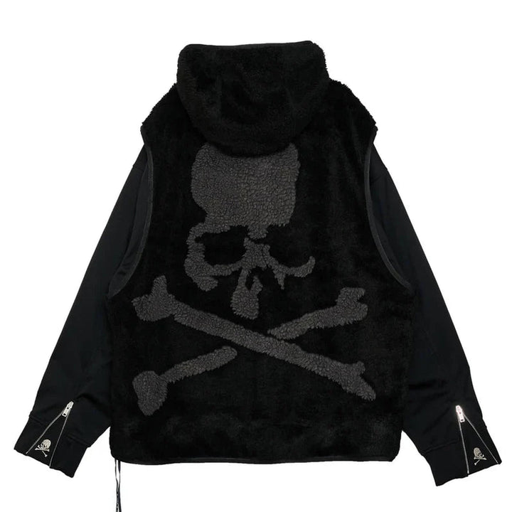 Club21 - MASTERMIND - Boxy Fitlayered Hooded Sherpa Jacket - BLOUSON - Charcoal