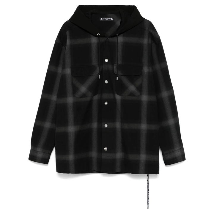 MASTERMIND_Hooded_Plaid_Shirt_Black