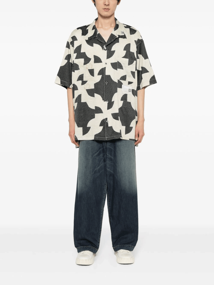 MIHARA-YASUHIRO-Drunkers-Path-Quilt-Pattern-Print-Shirt-Black-2