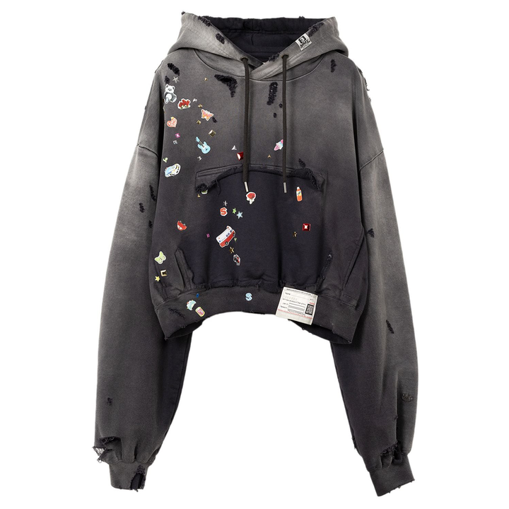 MIHARA_YASUHIRO_Sunfaded_Sticker_Hoodie_Black