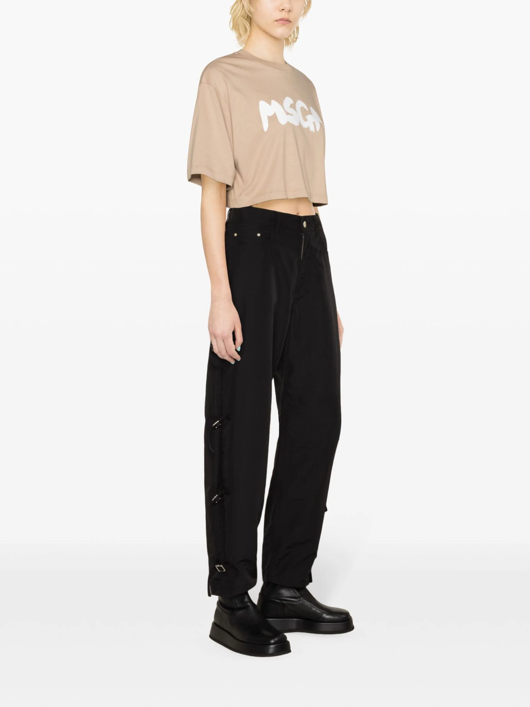 MSGM-Brushstroke-Logo-Cropped-Tee-Beige-4