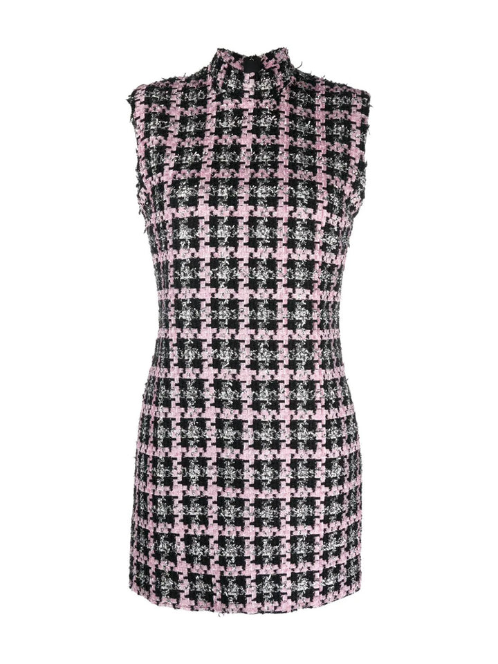     MSGM-Checkered-Mini-Dress-Black-1