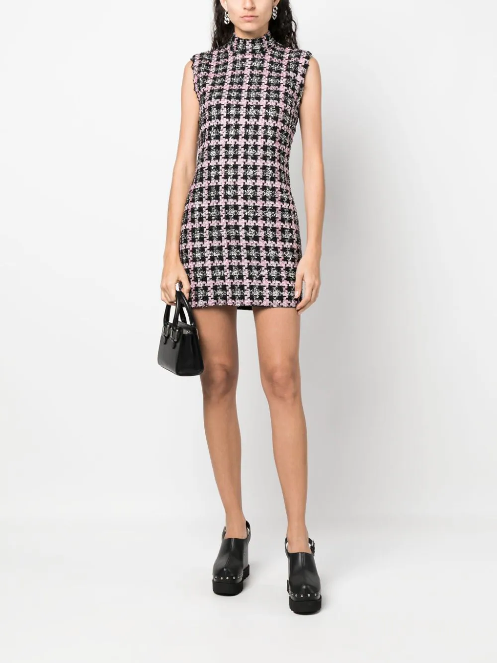 MSGM-Checkered-Mini-Dress-Black-2