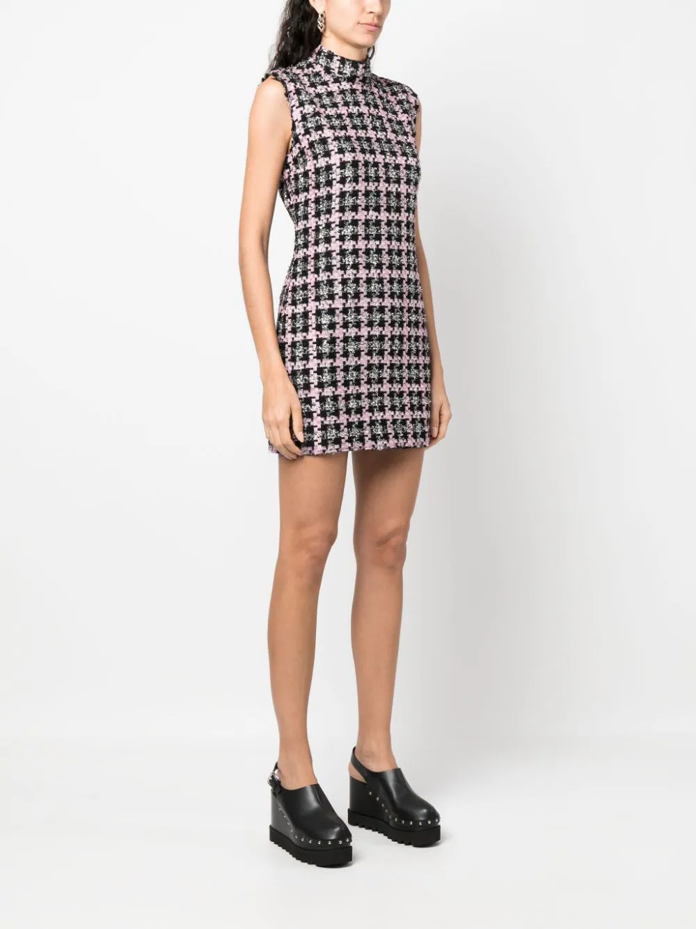 MSGM-Checkered-Mini-Dress-Black-3