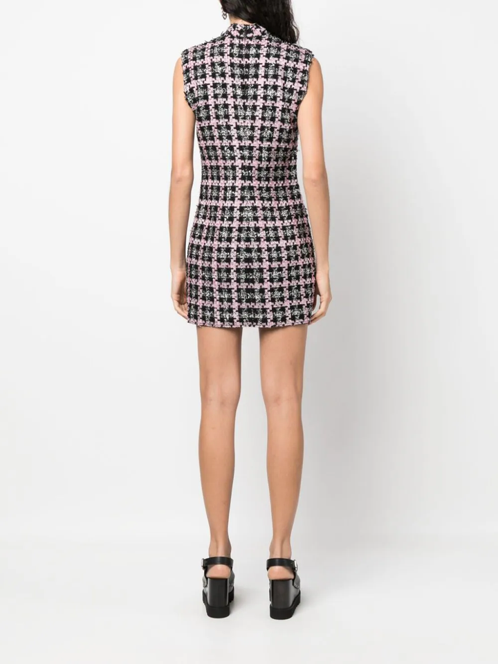 MSGM-Checkered-Mini-Dress-Black-4