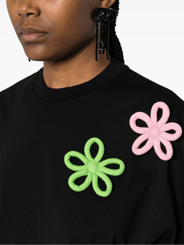 MSGM-Daisy-Applique-Cropped-T-Shirt-Black-5