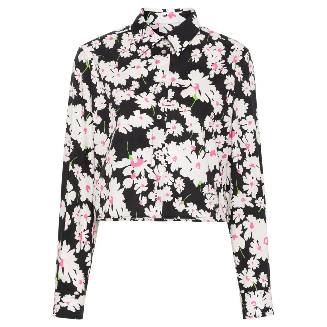 Daisy Print Cropped Shirt