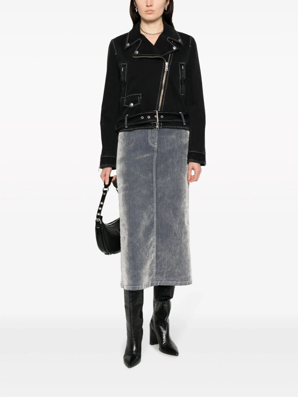 MSGM-Flocked-Denim-Grey-Midi-Skirt-Grey-2