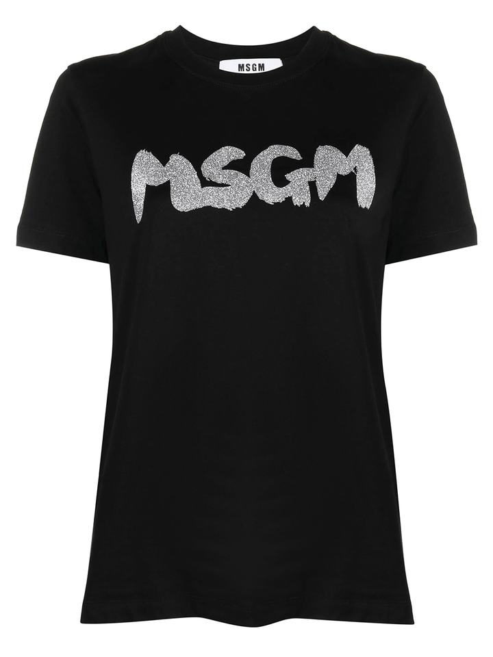 MSGM-Glitter-Brushstroke-T-Shirt-Black-1