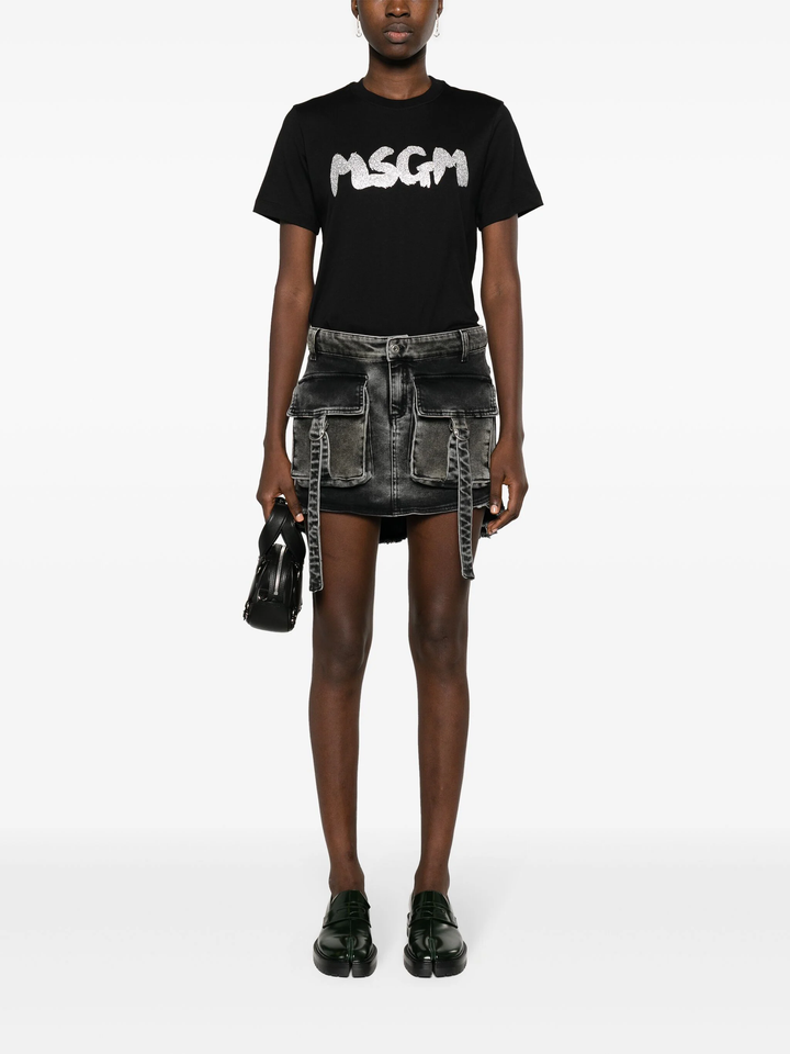 MSGM-Glitter-Brushstroke-T-Shirt-Black-2