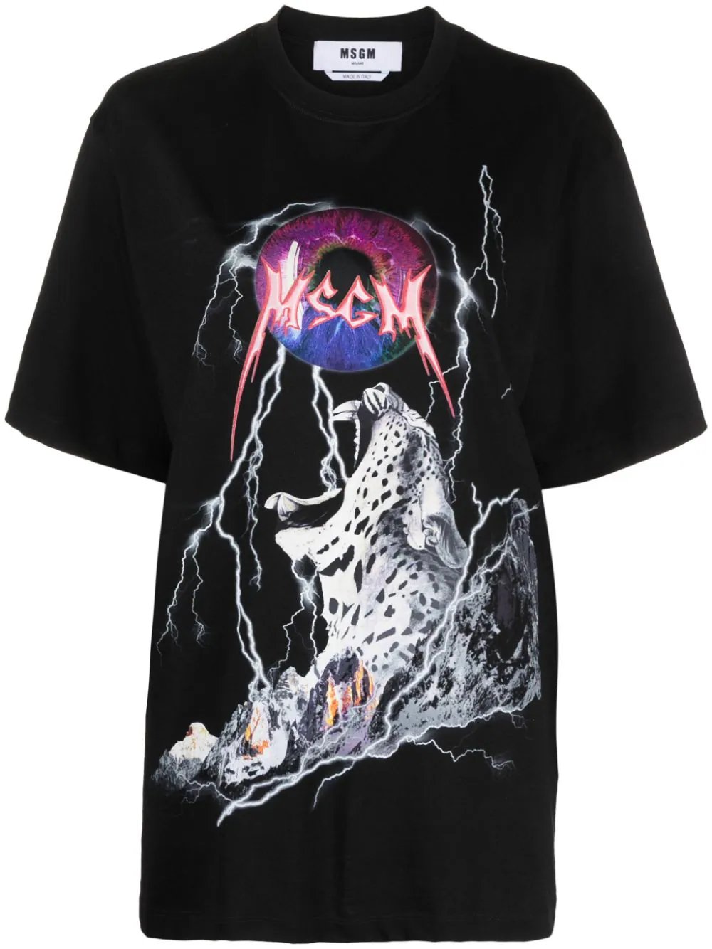 MSGM-Lightning-Graphic-Print-T-Shirt-Black-1