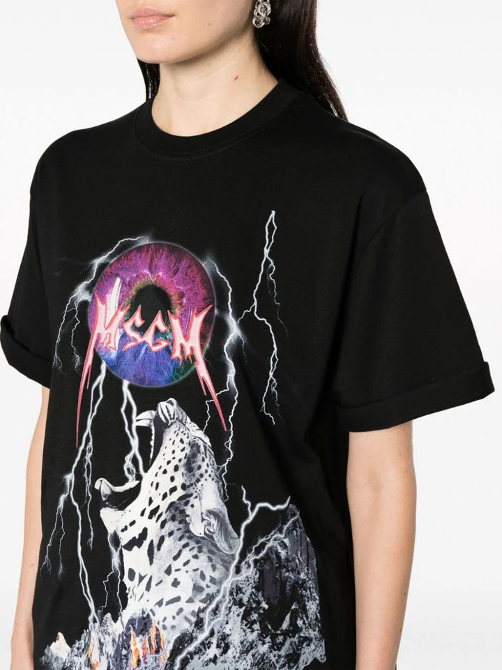 MSGM-Lightning-Graphic-Print-T-Shirt-Black-5