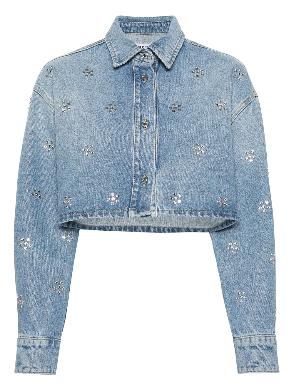 MSGM-Rhinestones-Cropped-Denim-Top-Denim-1