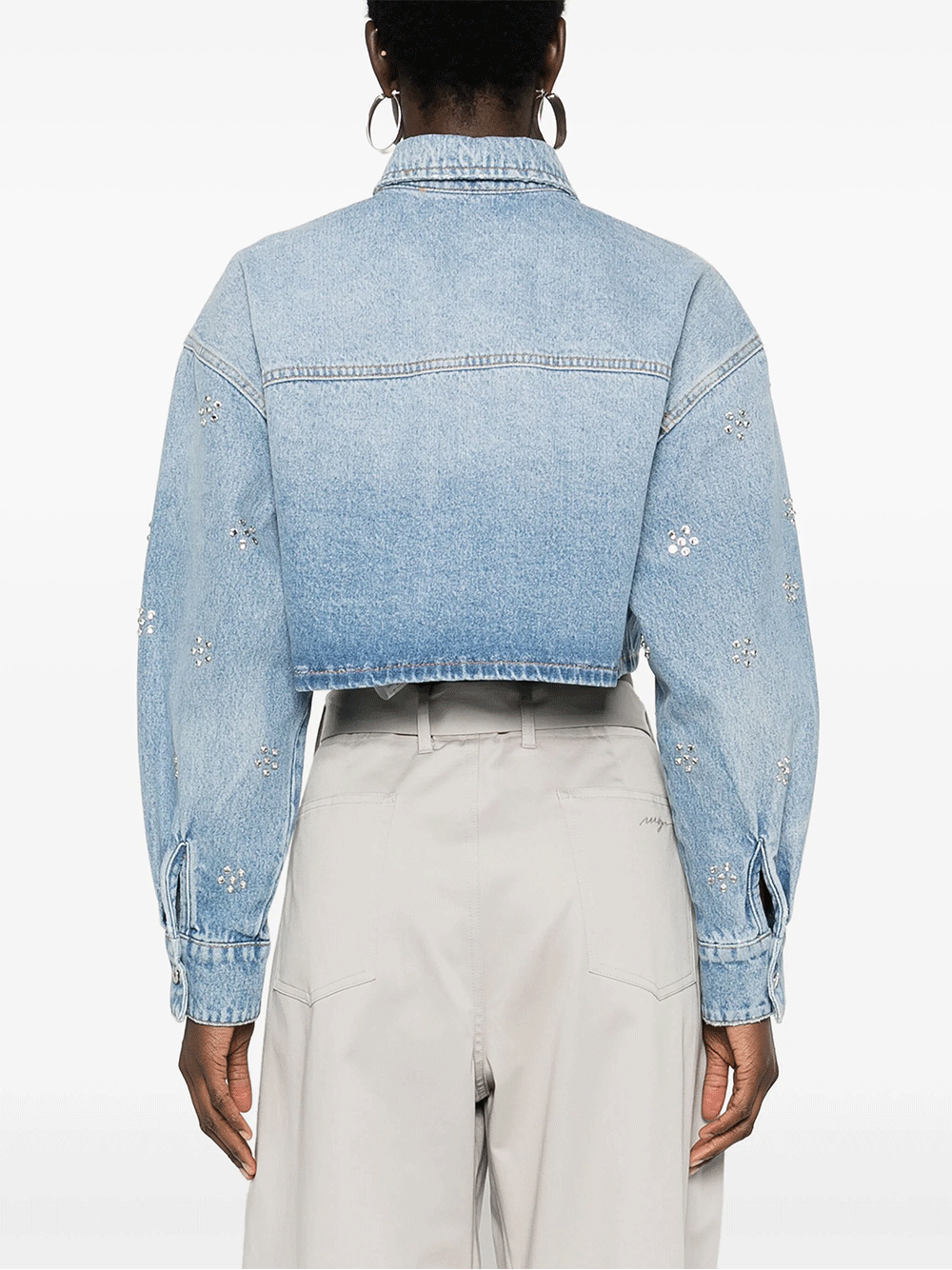 MSGM-Rhinestones-Cropped-Denim-Top-Denim-4