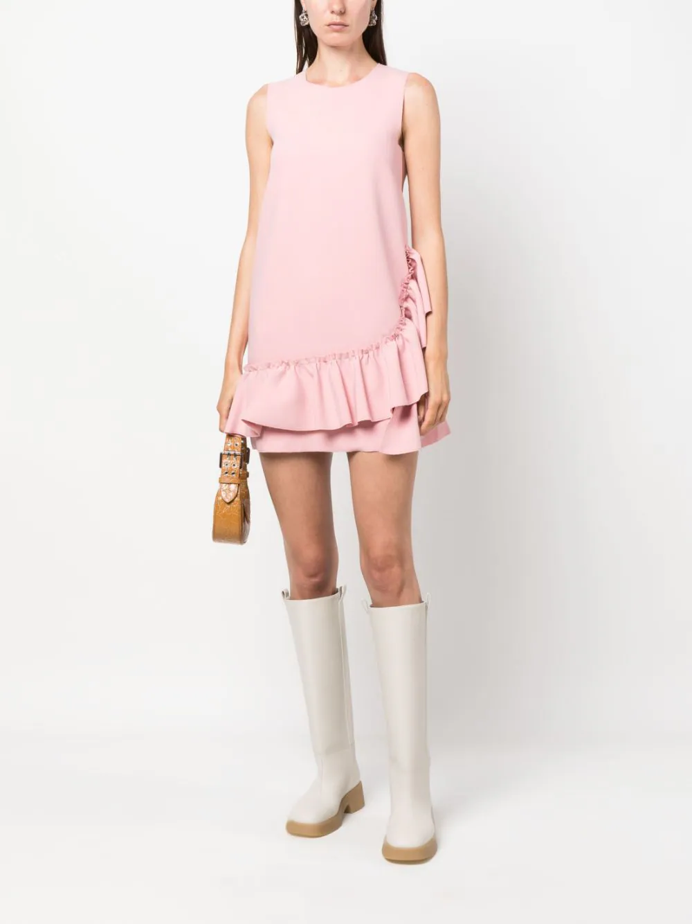 msgm pink ruffle dress MSGM Knot Sleeveless Midi Dress | Pink