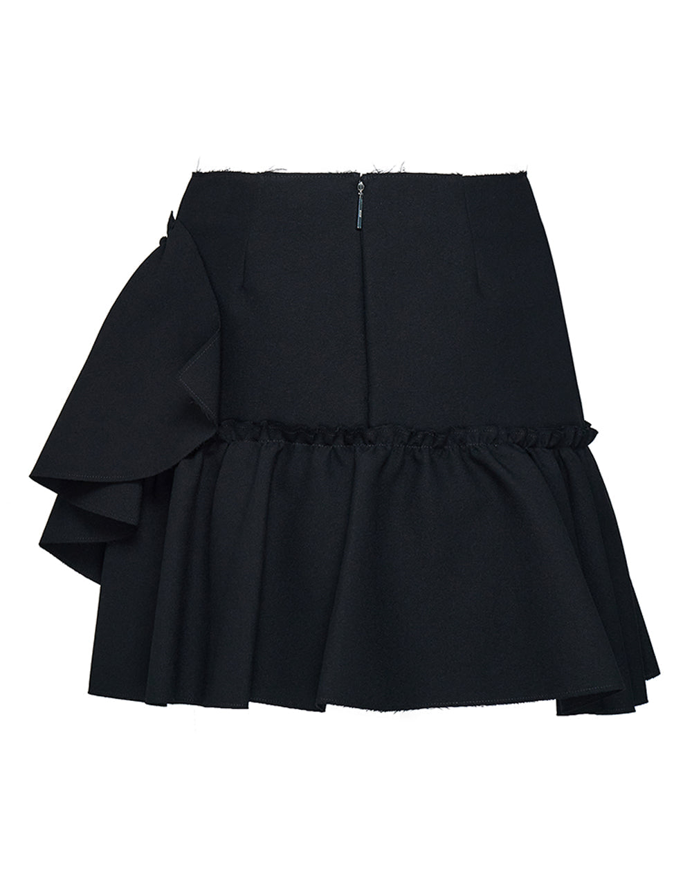 MSGM-Ruffled-Hem-Mini-Skirt-Black-2