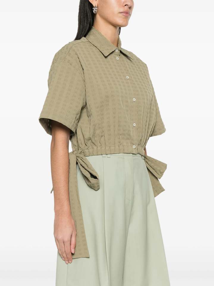 MSGM-Seersucker-Cropped-Shirt-Dark-Green-3