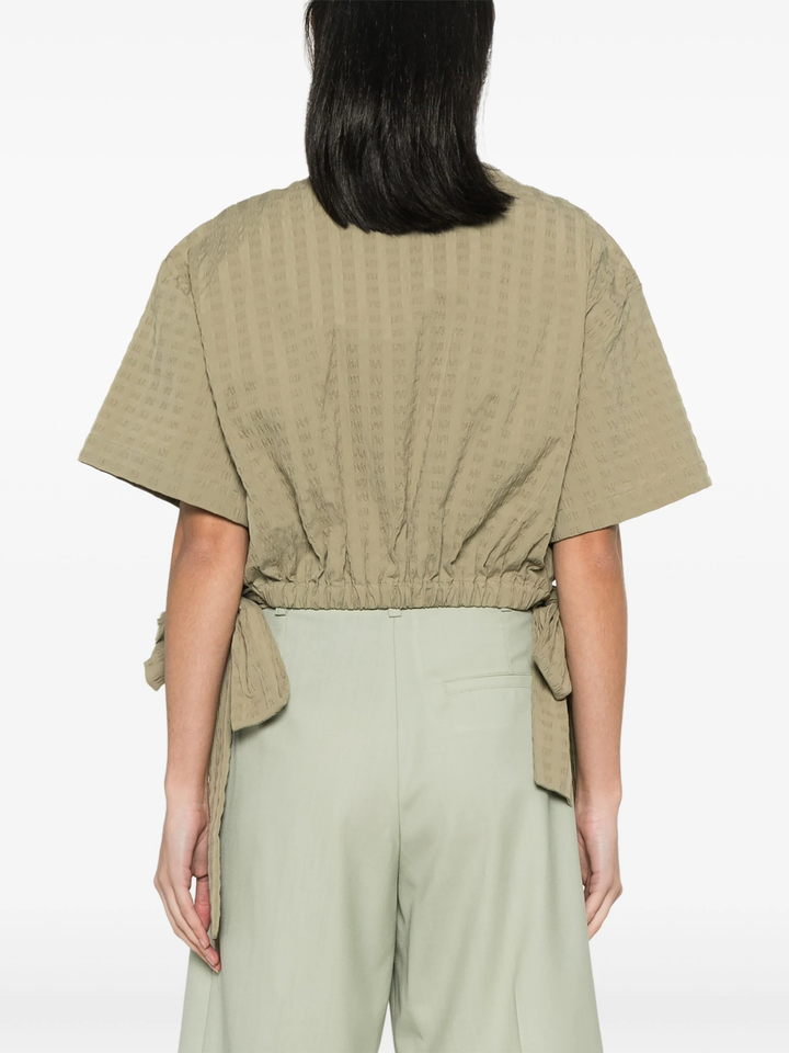 MSGM-Seersucker-Cropped-Shirt-Dark-Green-4