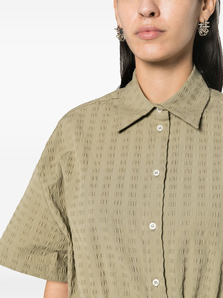 MSGM-Seersucker-Cropped-Shirt-Dark-Green-5