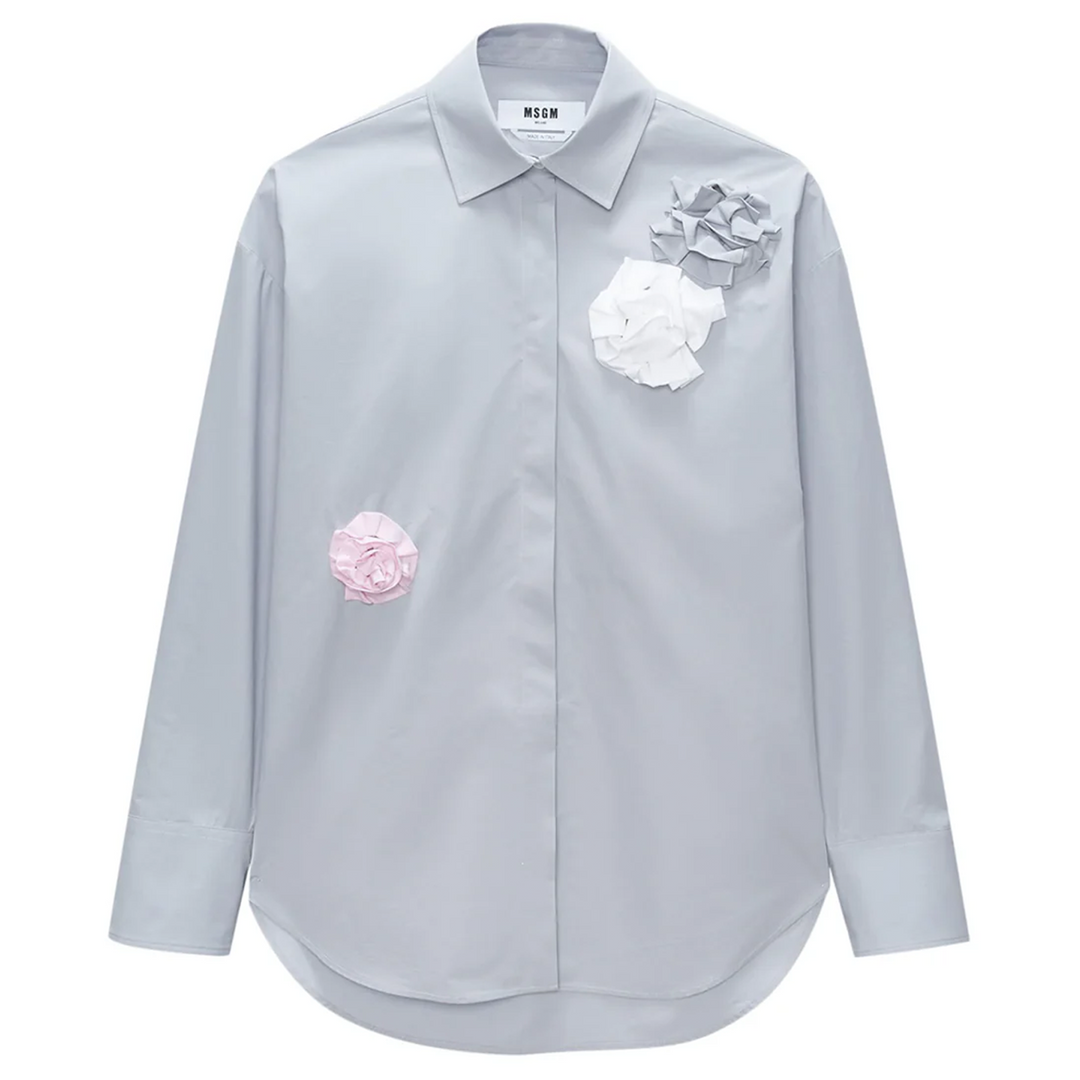 Shirt With Flowers Embellishment