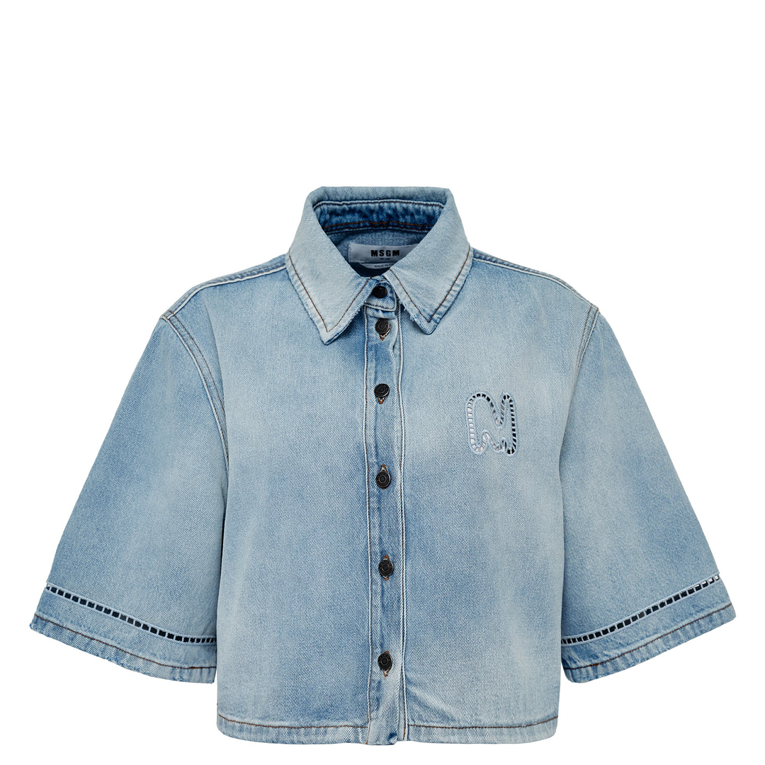 MSGM_Ajour_Embroidery_Denim_Shirt_Lightblue