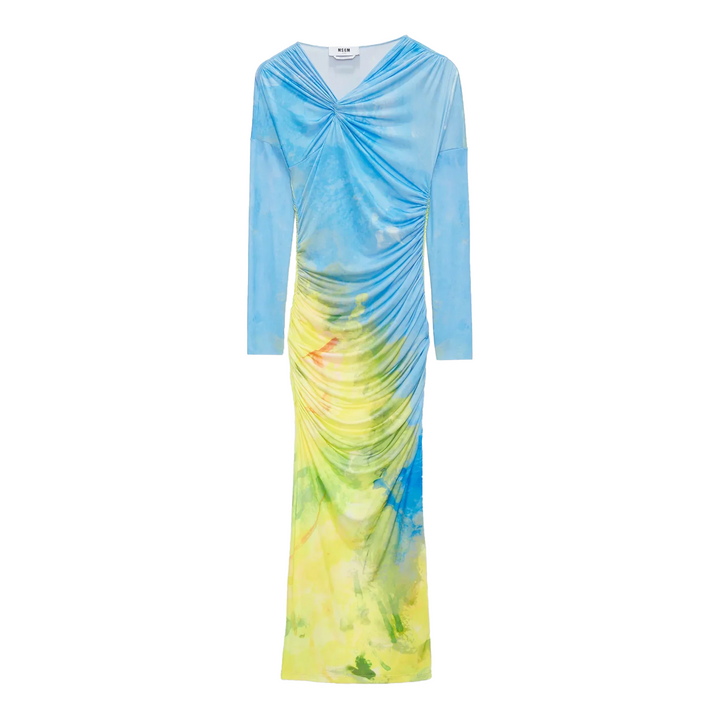 Tie Dye Draped Midi Dress