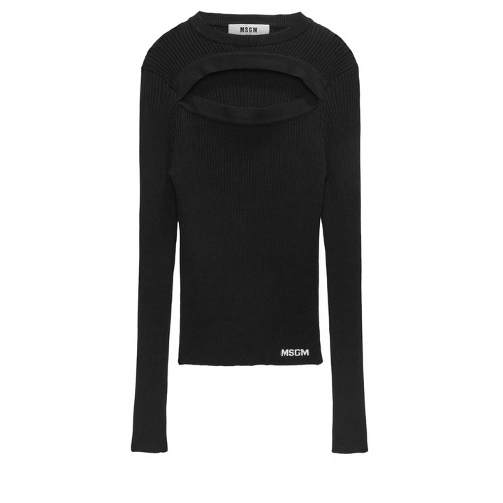 MSGM_Front_Cut-Out_Knit_Top_Black