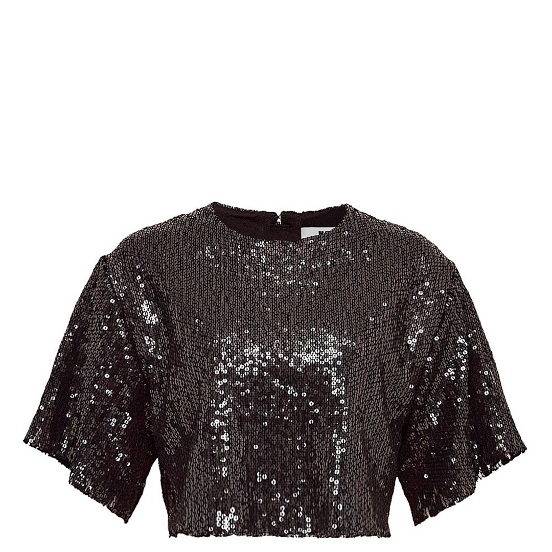 MSGM_Glitter_Cropped_Blouse_Black