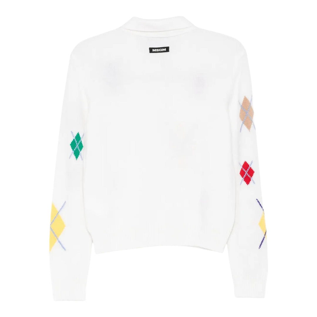 Club21 - MSGM - Maglia Collar Knit Top - KNIT TOPS - White