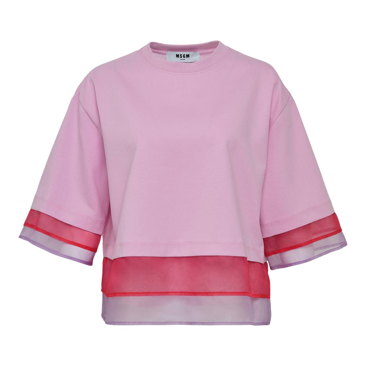 Club21 - MSGM - Two Colour Mesh Tee - TEES - Pink