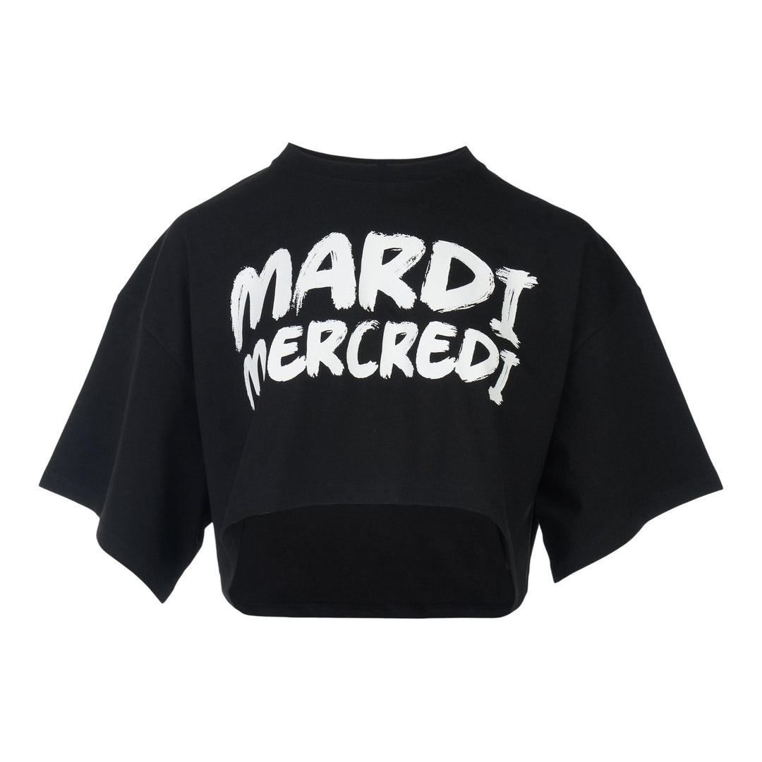 Club21 - Mardi Mercredi - Oversized Cropped Brush Logo - TEES - Black
