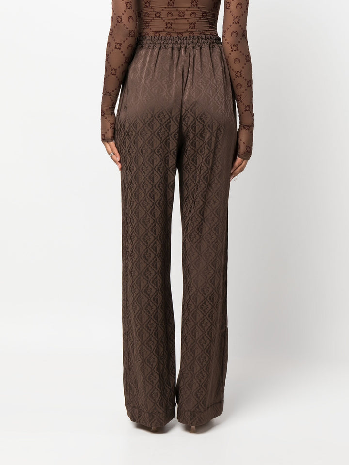 Marine-Serre-Moon-Diamant-Satin-Jacquard-Pants-Brown-4