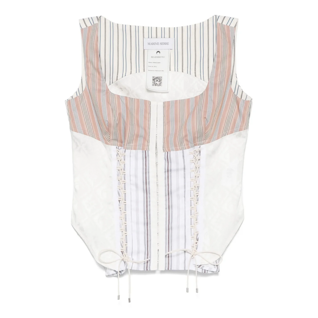 Regenerated Striped Poplin Bustier Top