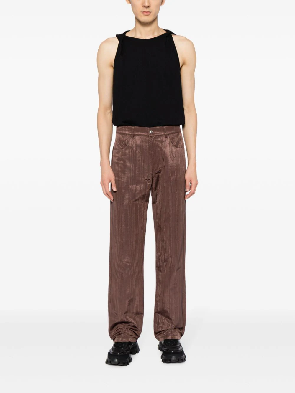 MarineSerre-Regenerated-Moire-Wide-Leg-Pants-Brown-2