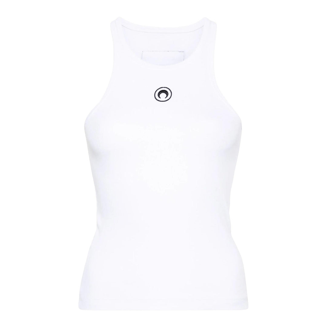 Club21 - Marine Serre - Moon Logo Ribbed Jersey Tank Top - TEES - White